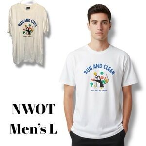 TOPTEN x JUIN HYUK Top Run and Clean Graphic Tee T-shirt Men’s Size Large NWOT